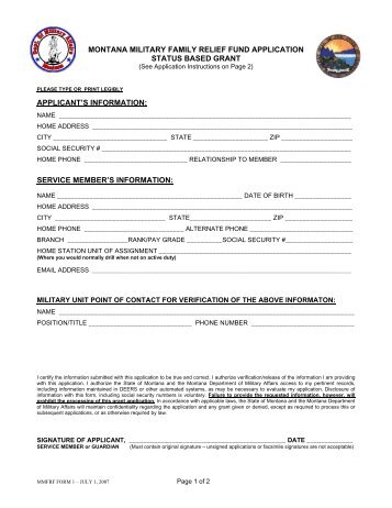 MMFRF Form 1 - Department of Military Affairs