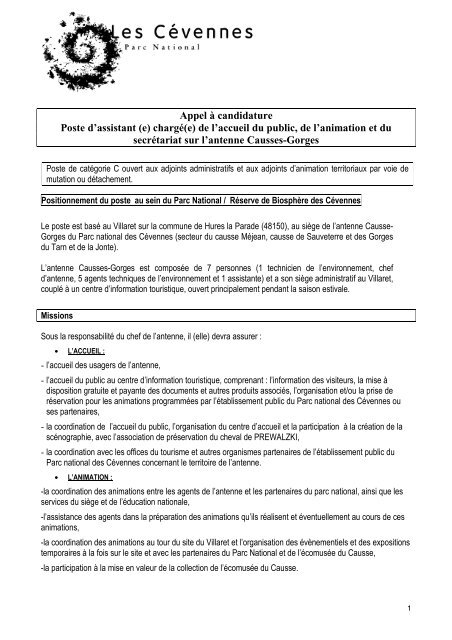 Fiche De Poste Secretariat Accueil Du Public Le Villaret Pdf