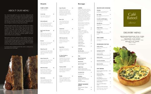 DELIvERY MEnu ABOuT OuR MEnu - Bateel