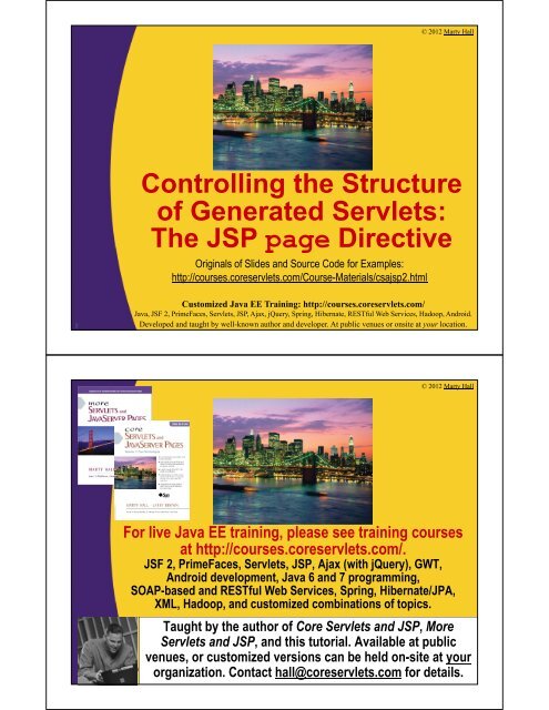 Controlling the Structure of Generated Servlets: The JSP page ...