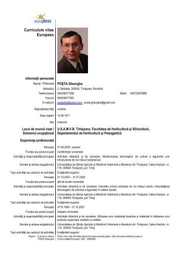 CV Posta Gheorghe.pdf - Universitatea de Stiinte Agricole si ...