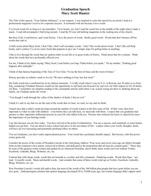 Unabridged Graduation Speech Pdf