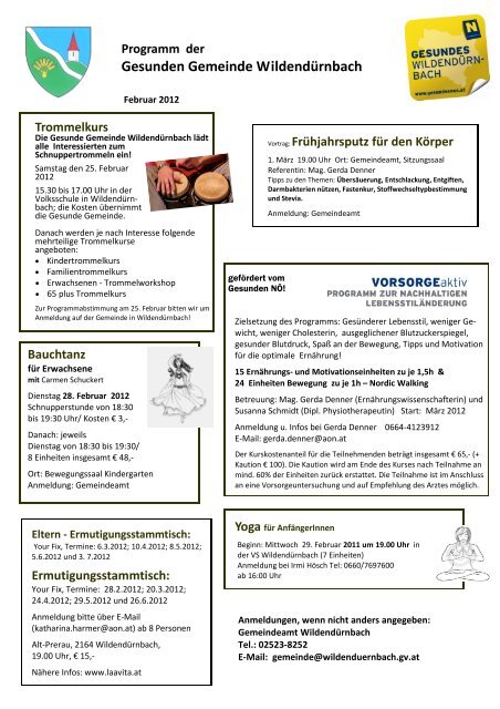 Frühjahrsprogramm - Gemeinde Wildendürnbach