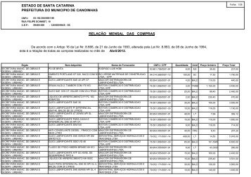 estado de santa catarina prefeitura do municipio ... - Contas PÃºblicas