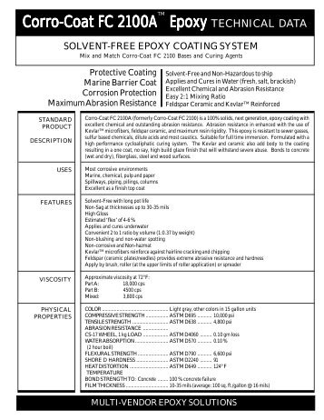 Corro Coat FC 2100 A data sheet - Progressive Epoxy Polymers