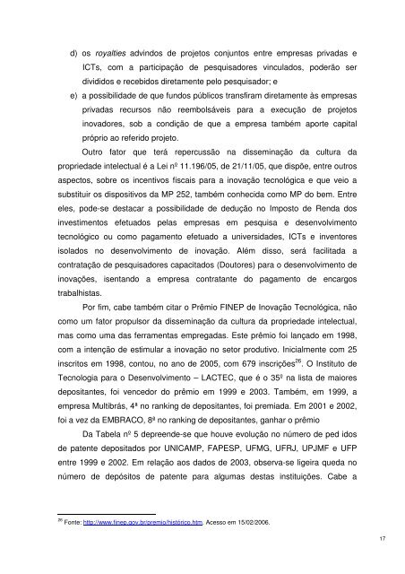 Maiores Depositantes de Pedidos de Patentes BR 1999 - Inpi