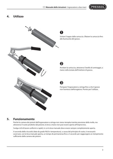 Manuale delle istruzioni Ingrassatore a due mani - Pressol