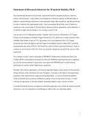 Statement of Research Interests for Wojciech Skulski, Ph.D