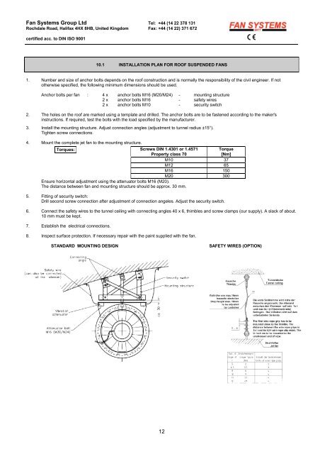 OPERATING and MAINTENANCE MANUAL Jetfans and other Axial ...