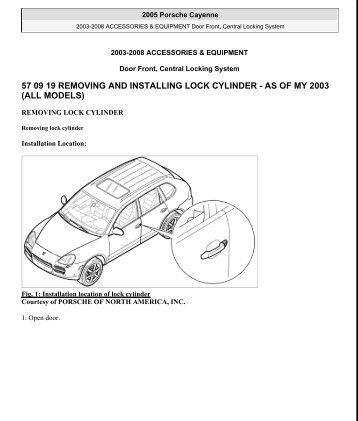 57 09 19 removing and installing lock cylinder