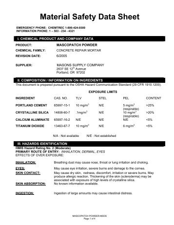 MASCOPATCH POWDER-MSDS.pdf - masco.net