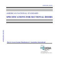 SPECIFICATIONS FOR SECTIONAL DOORS - Dasma.com