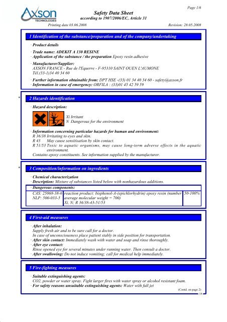 Safety Data Sheet - AMT Composites