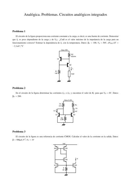 AnalÃ³gica. Problemas. Circuitos analÃ³gicos integrados