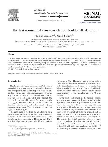 The fast normalized cross-correlation double-talk detector - CiteSeerX