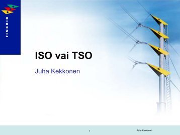 Eurooppalainen ja pohjoismainen ISO - Fingrid