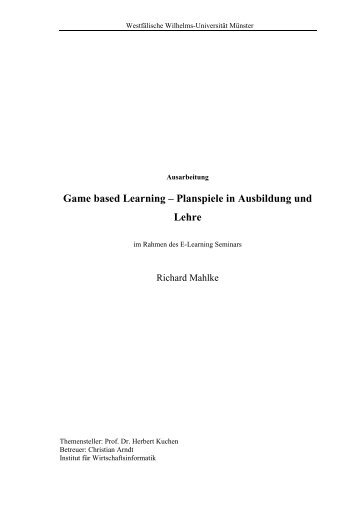 Game based Learning â€“ Planspiele in Ausbildung und Lehre