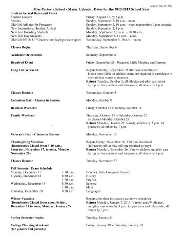 Major Calendar Dates 12-13 - Miss Porter's School