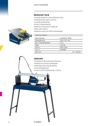 VÃ¥dskÃ¦rere til fliser/klinker - Carat Tools