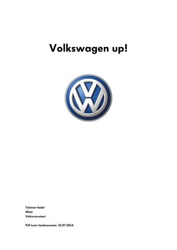 Volkswagen up! tekniset tiedot, mitat ja varusteet