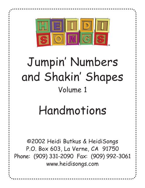 Jumpin Numbers Shakin Shapes Lyrics Heidi Songs