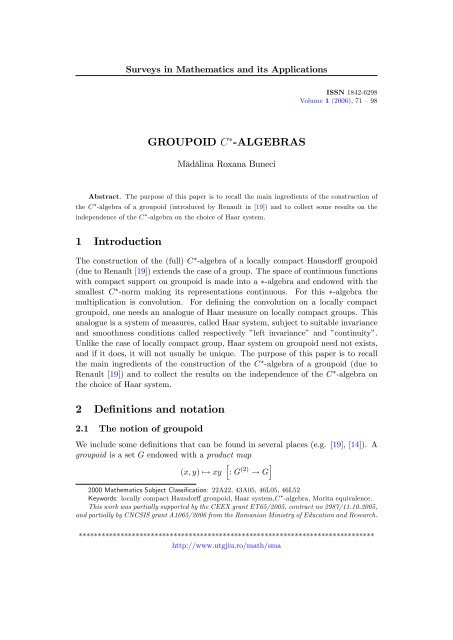 GROUPOID C""ALGEBRAS 1 Introduction 2 Definitions and notation