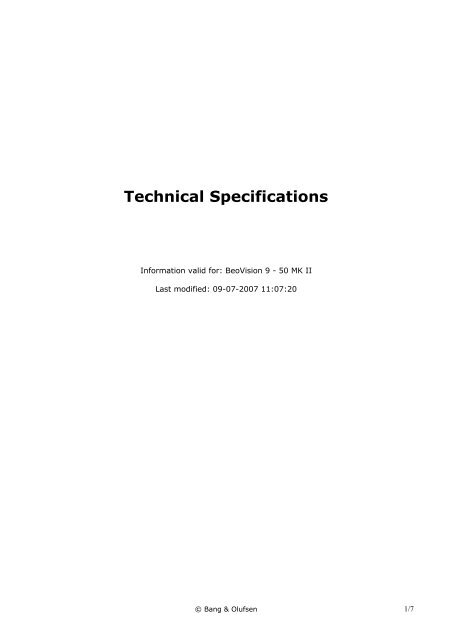 Technical Specifications - Aerne Menu