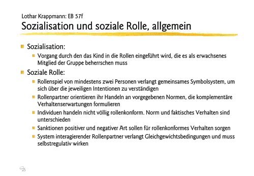 Lothar Krappmann: Sozialisation und soziale Rolle - Ploecher.de