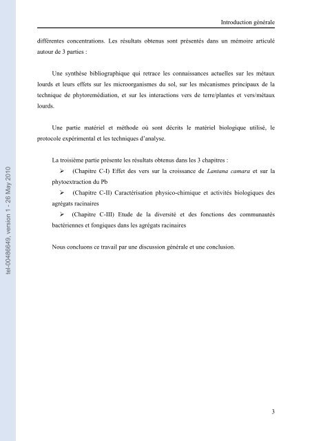 Impact des mÃ©taux lourds sur les interactions plante/ver de terre ...