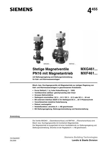 4455 Stetige Magnetventile PN16 mit Magnetantrieb MXG461 ...