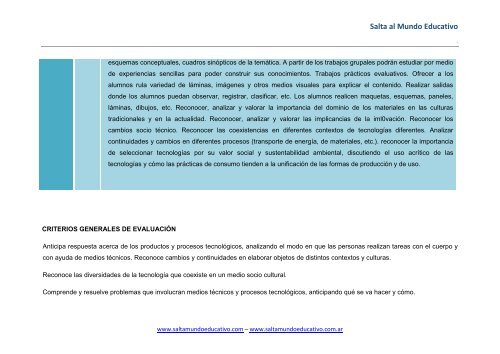 2Âº y 3Âº Ciclo ÃREA: TECNOLOGIA - Salta al Mundo Educativo