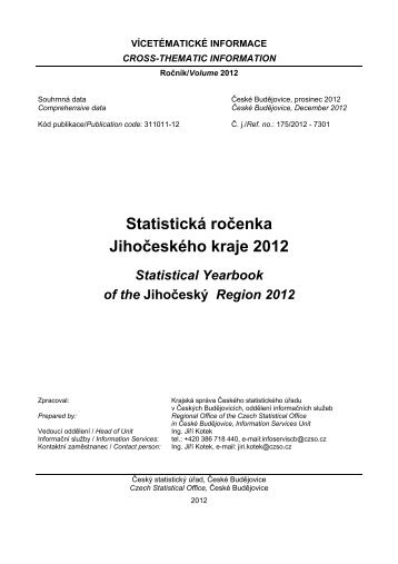 StatistickÃ¡ roÄenka JihoÄeskÃ©ho kraje 2012 - ÄeskÃ½ statistickÃ½ ÃºÅad