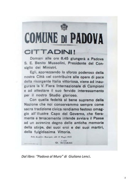 Benito Mussolini tra noi Padovani - Giuliocesaro.it