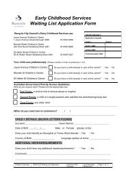 Early Childhood Services Waiting List Application Form