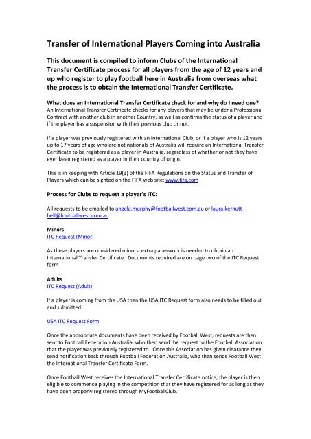 Club Manual â Transfer of International Players ... - Football West