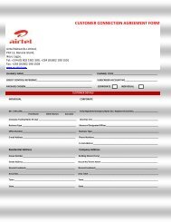 CUSTOMER CONNECTION AGREEMENT FORM - Airtel Africa