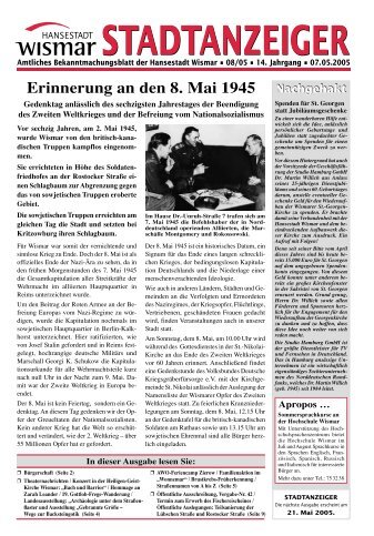 STADTANZEIGER - Hansestadt Wismar