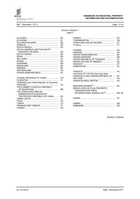 ST.3 - Recommended standard on two-letter codes for the - WIPO