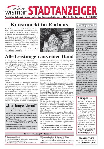 Stadtanzeiger 21/2004 [PDF, 1,5 MB] - Hansestadt Wismar