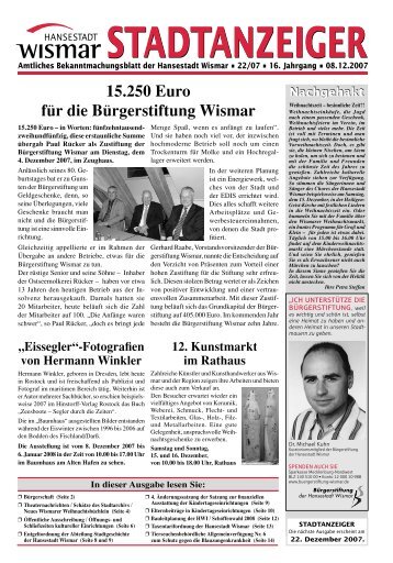 Stadtanzeiger 22/2007 [PDF, 2,3 MB] - Hansestadt Wismar