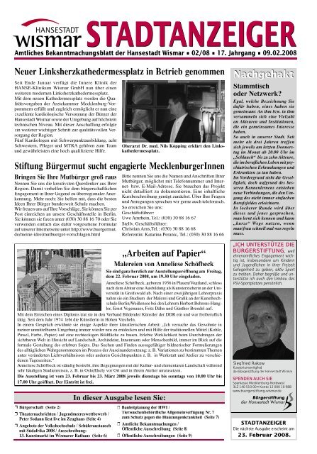 Stadtanzeiger 02/2008 [PDF, 2,5 MB] - Hansestadt Wismar