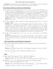 Math 2040 Sample Final Examination Disclaimer: Although I have ...