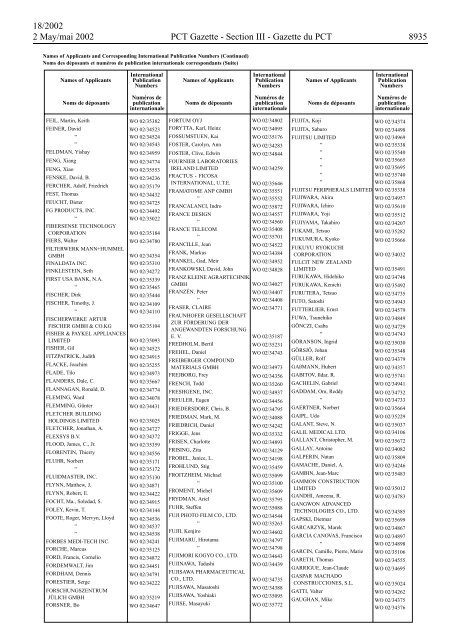 PCT/2002/18 : PCT Gazette, Weekly Issue No. 18, 2002 - WIPO