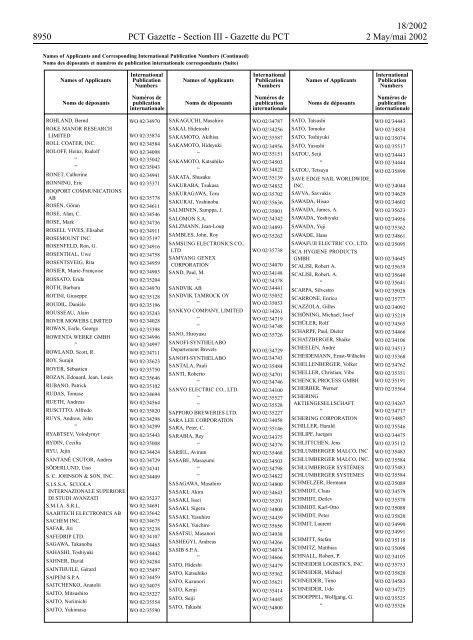 PCT/2002/18 : PCT Gazette, Weekly Issue No. 18, 2002 - WIPO