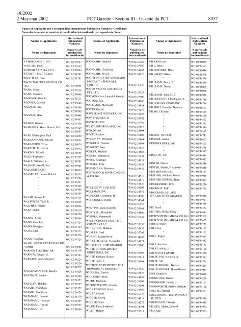 PCT/2002/18 : PCT Gazette, Weekly Issue No. 18, 2002 - WIPO