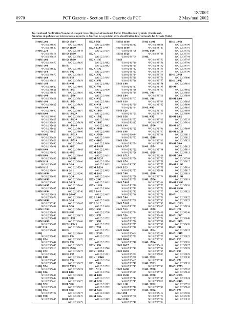 PCT/2002/18 : PCT Gazette, Weekly Issue No. 18, 2002 - WIPO