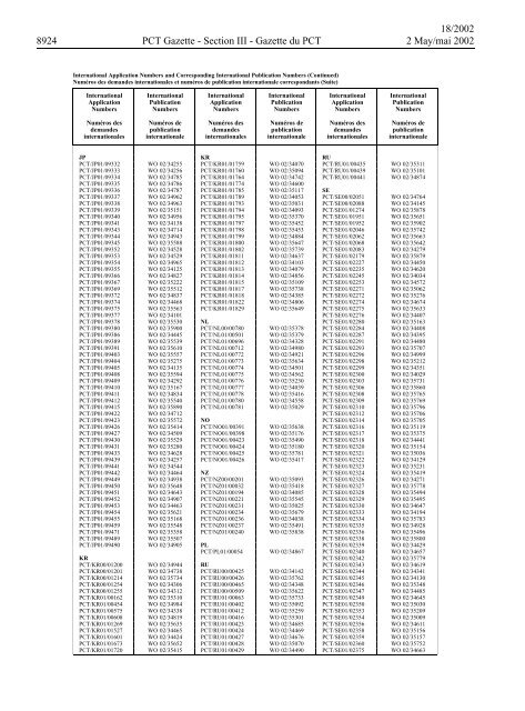 PCT/2002/18 : PCT Gazette, Weekly Issue No. 18, 2002 - WIPO