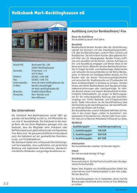 Azubi-Almanach - Wirtschaft in Recklinghausen