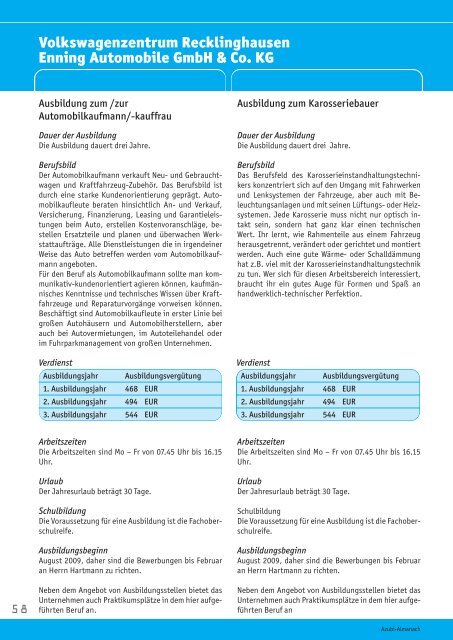 Azubi-Almanach - Wirtschaft in Recklinghausen