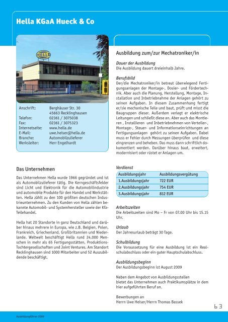 Azubi-Almanach - Wirtschaft in Recklinghausen